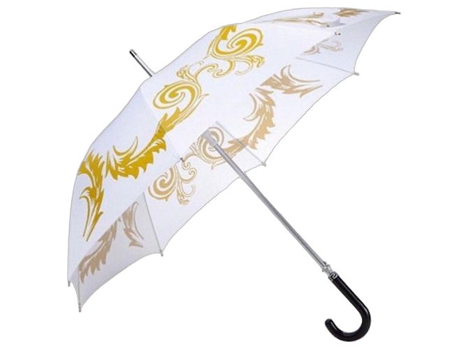 Versace Regenschirm mit Medusa- und Barocco-Print Weiß Golden