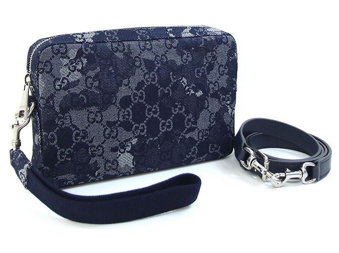 Bolsa de ombro e clutch em denim Gucci Azul marinho Azul escuro