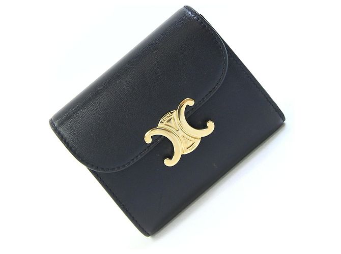 Céline Carteira de Aba Small Triomphe Celine Preto