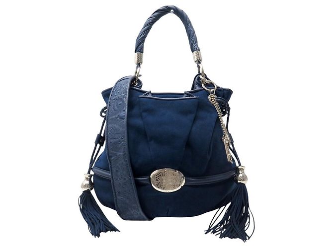 LANCEL BRIGITTE BARDOT BB HANDBAG A04801 ALCANTARA BLUE SHOULDER BAG