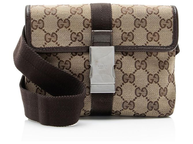Borsa cintura Gucci GG Canvas con fibbia Marrone Beige
