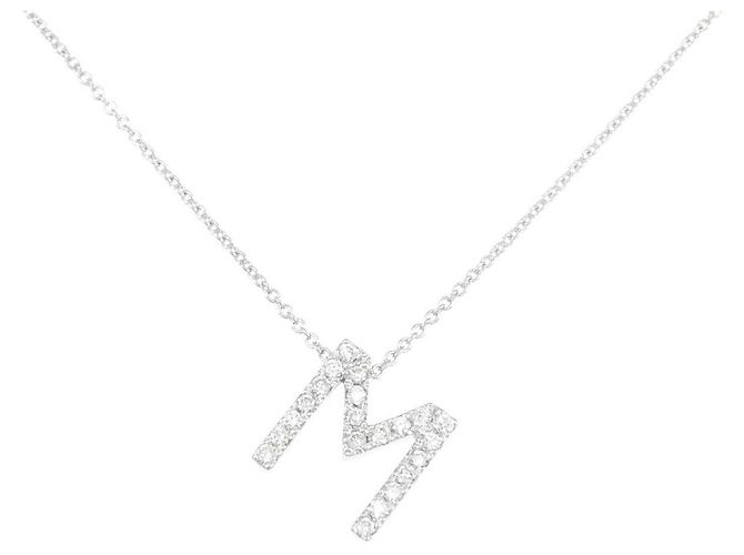 Autre Marque Au750 Diamant-Anfangsbuchstaben M Halskette Silber