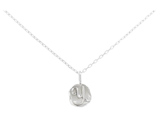 Autre Marque K10 Weißgold Initial Y Diamant-Halskette Silber