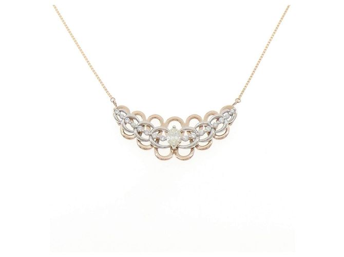 Autre Marque Collar de diamantes Au750/PT900 Dorado