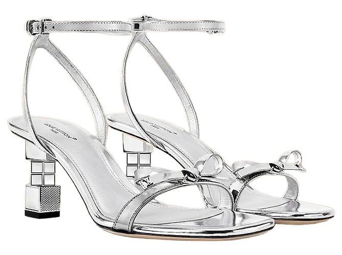 Louis Vuitton Cube Sandals Silver Leather Silvery