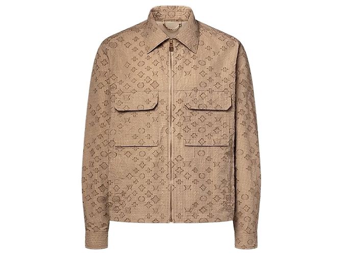 Louis Vuitton Überhemd mit Reißverschluss aus Ripstop-Gewebe mit Monogramm Regular Fit Braun