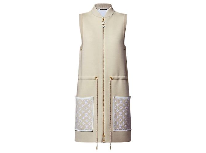 Louis Vuitton Abito con zip e dettaglio Monogram Cream Bianco