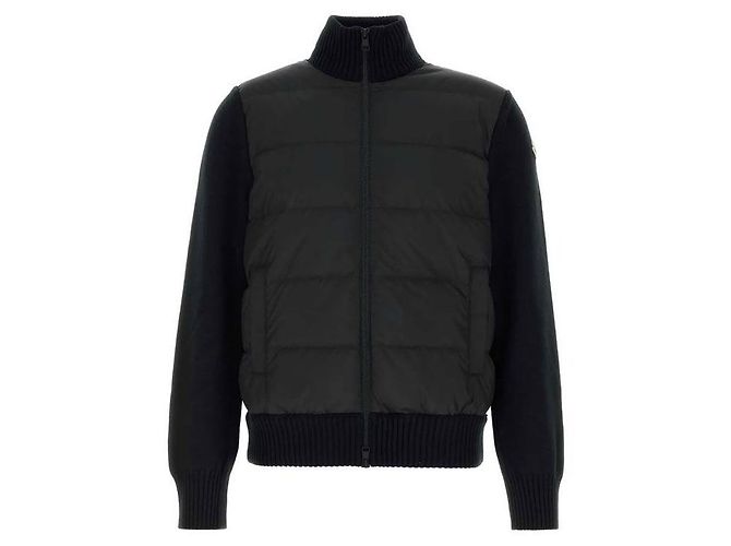 Moncler Gesteppter Woll-Cardigan mit Reißverschluss für Herren Schwarz