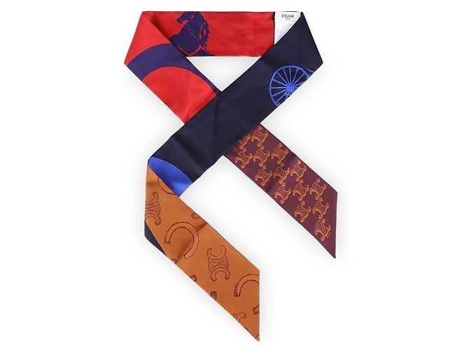 Sciarpa in seta Céline blu navy e rosso 