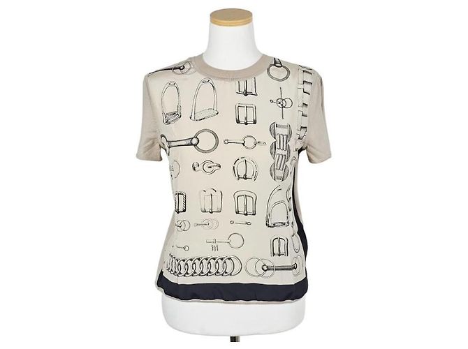 Hermès Kurzarm-Pullover für Damen aus Strick Braun