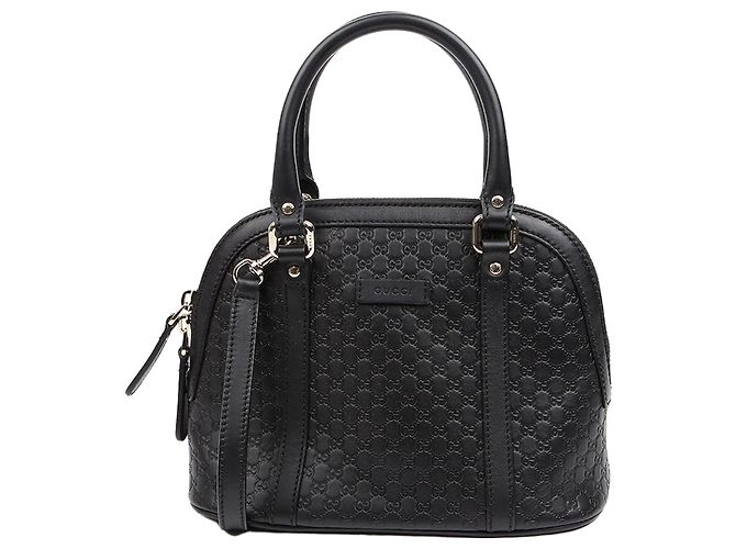Gucci Mini Sac Cabas Dome en Cuir Microshima Noir