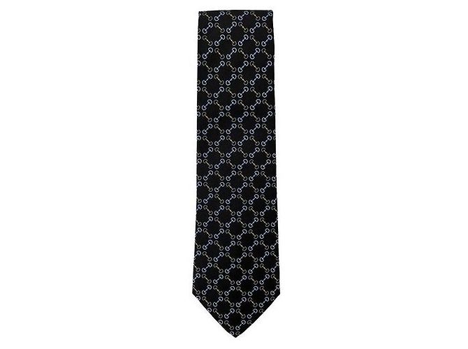Gucci Silk Jacquard Horsebit Tie Black