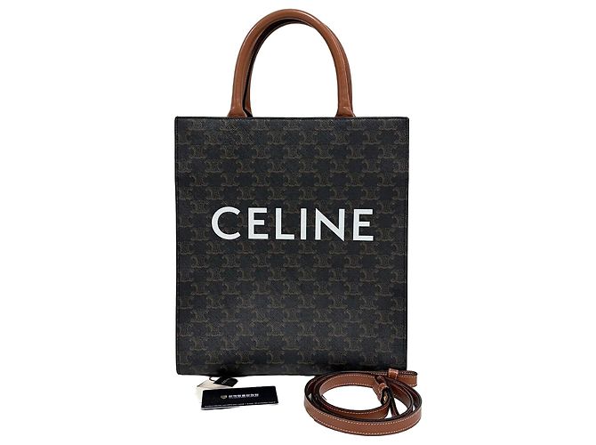 Céline Mala Tote Pequena Triomphe Vertical Marrom