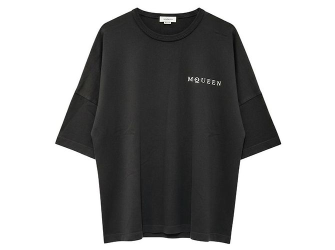 Alexander Mcqueen Schwarzes T-Shirt für Herren mit vertikalem Logo