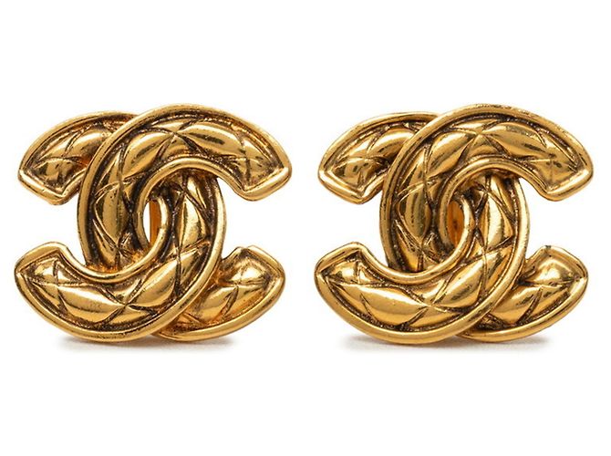 Orecchini Chanel Vintage Matelassé Coco Mark D'oro
