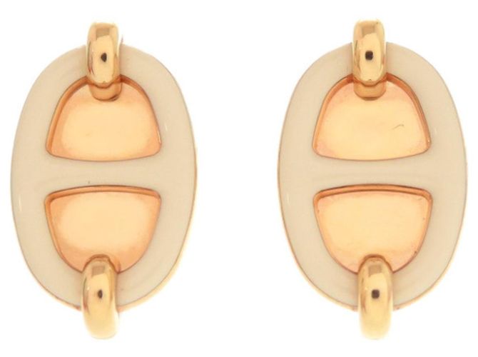 Hermès Boucles d'oreilles puces Hermes Mini Maillon Doré