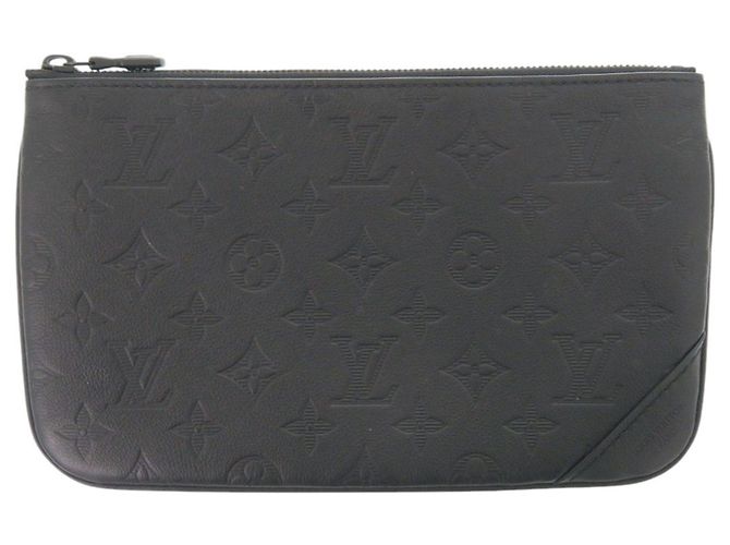 Louis Vuitton Trio Messenger Monogram Shadow Handbag Pouch Black