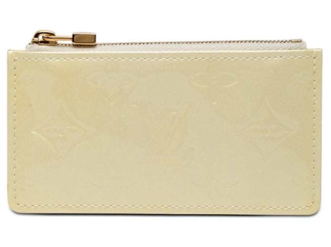 Louis Vuitton Monogram Vernis Pochette Clé Wallet White Beige