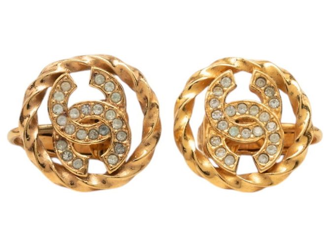 Orecchini a clip Chanel Coco Mark placcati oro con strass D'oro