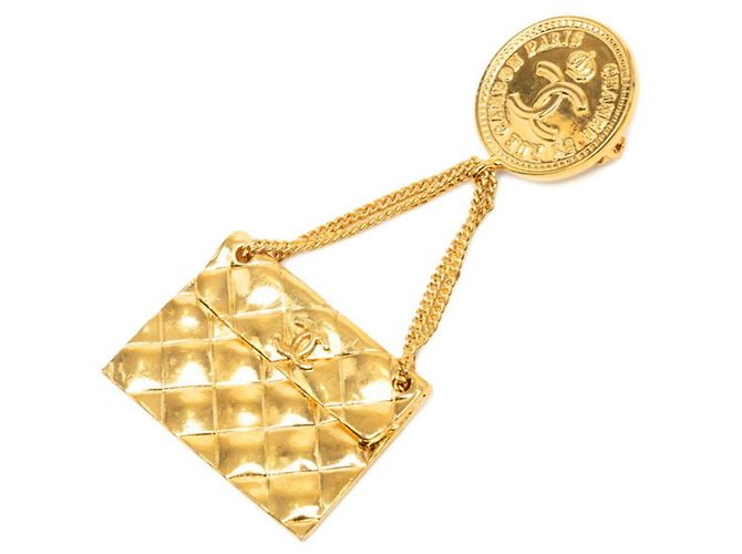 Spilla Vintage Chanel Coco Mark Matelassé 93A D'oro