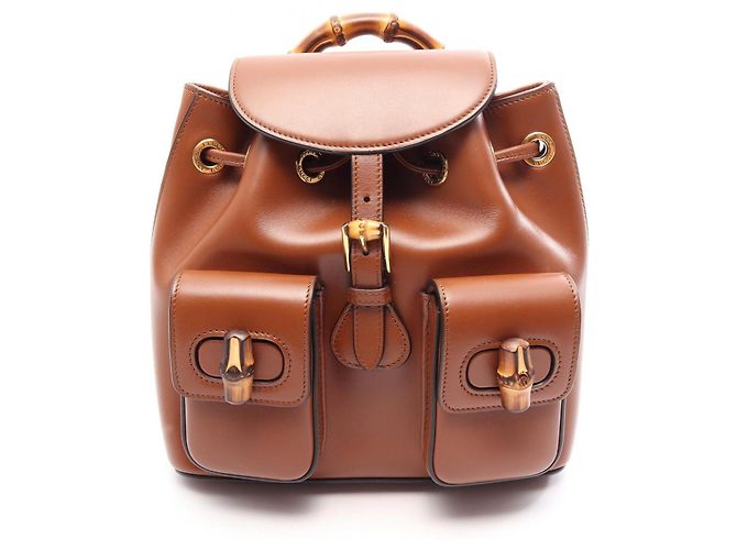 Mochila/Bolsa Gucci em couro Bamboo Marrom
