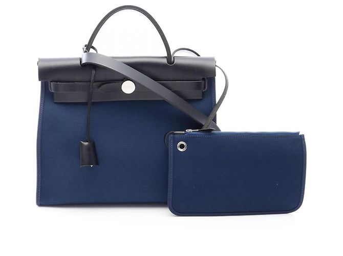 Hermès Borsa Hermes Herbag Zip PM Nero Blu navy