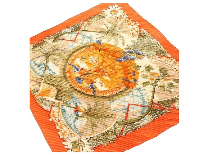Hermès Pañuelo Carré Plissé ALOHA Hermes Multicolor Naranja