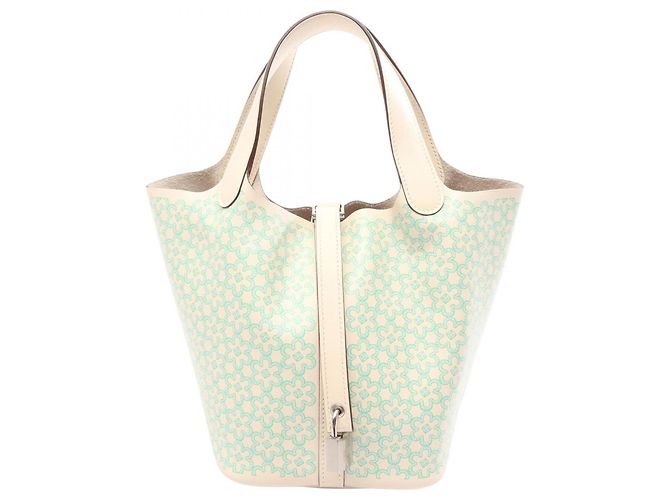Hermès Sac à main Hermes Picotin Lock PM Lucky Daisy Bleu Vert Écru Vert clair