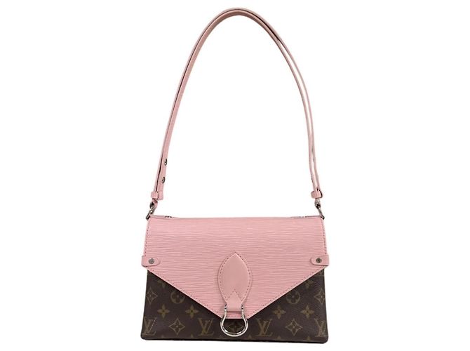 Borsa a tracolla Louis Vuitton Saint Michel Monogram Marrone Rosa