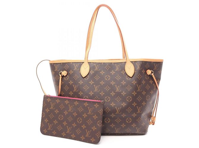 Saco Tote Louis Vuitton Neverfull MM Marrom Rosa