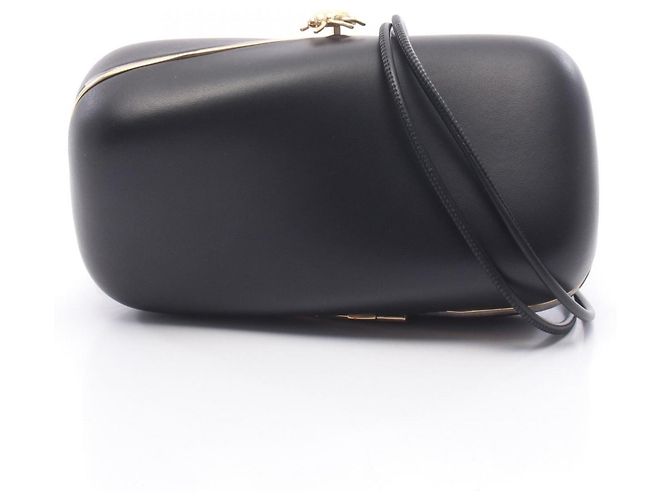 Bolsa de Ombro em Couro Loewe Twisted Minodiere Preto