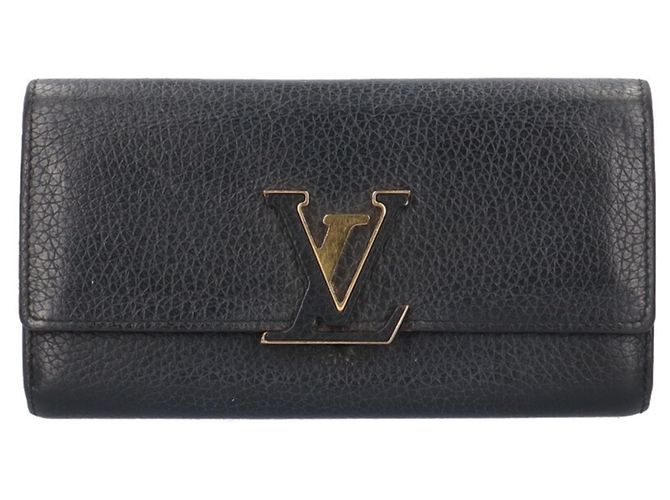 Louis Vuitton Portefeuille Capucines Long Wallet Black Fuschia