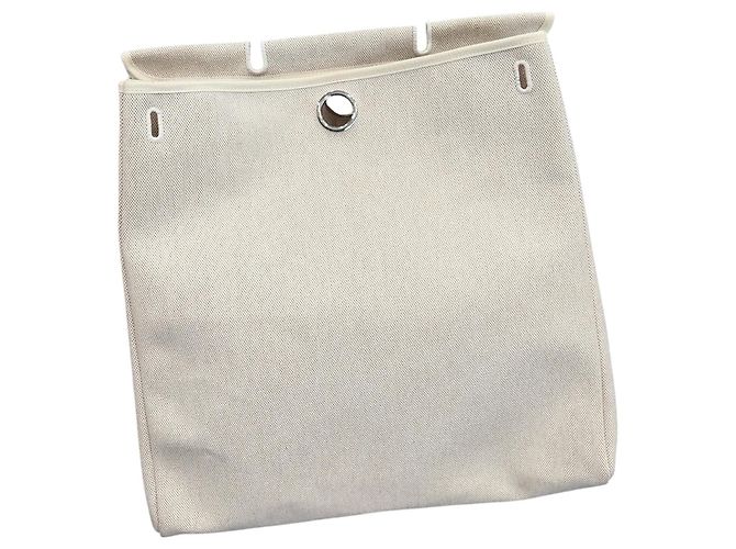 Herbag Hermès Sac à main en toile beige 