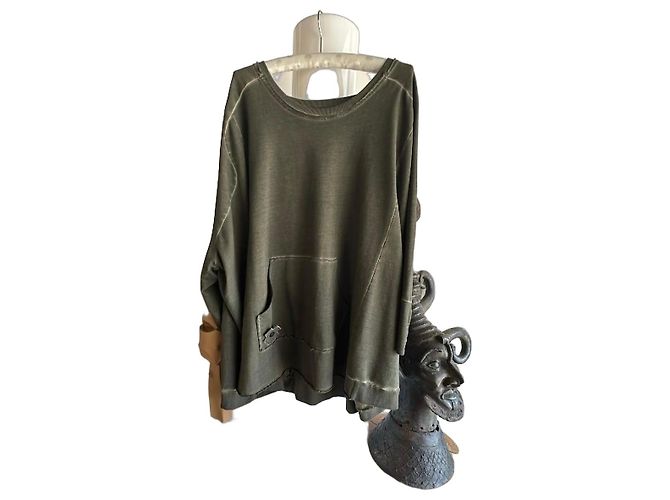 Munthe Plus Simonsen Sweatshirt PLU verde oliva em algodão