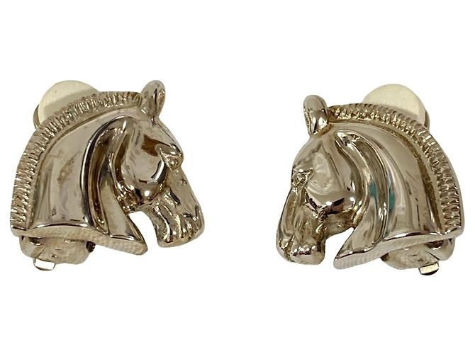 Hermès Pendientes Hermes Cheval Horse Clip Plata