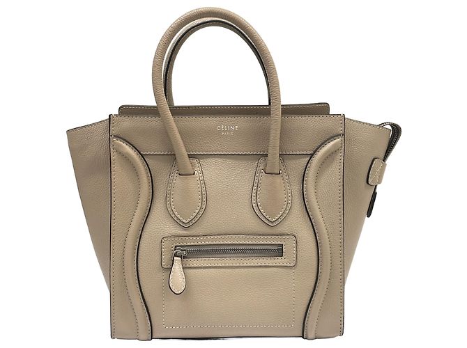 Céline Saco Tote Celine Luggage Micro Shopper Bege