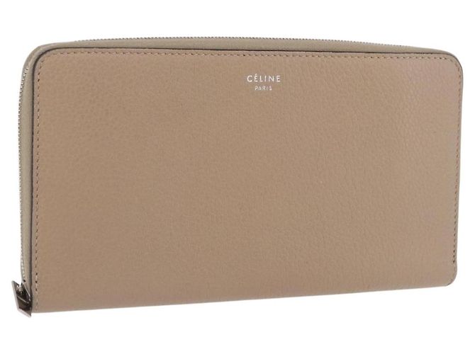 Céline Portafoglio lungo CELINE in pelle beige argento autentico 180966A