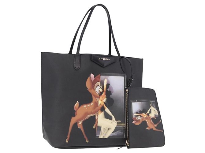 Borsa Tote GIVENCHY Bambi Disney Collaboration PVC Nero Oro Auth 195925A D'oro