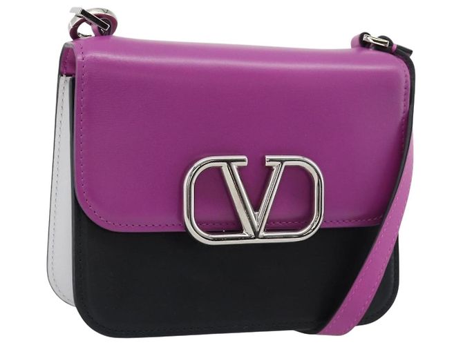 Borsa a Spalla in Pelle VALENTINO 2 in 1 Viola Argento Auth 196036A Porpora