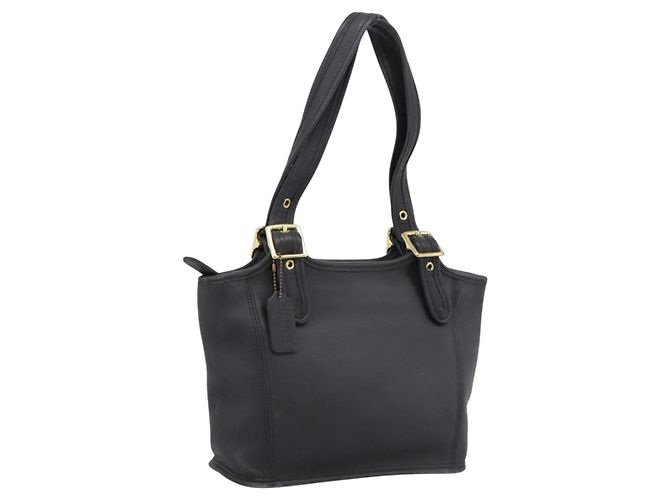 Borsa a tracolla Coach in pelle nera e oro Auth 193995 Nero D'oro