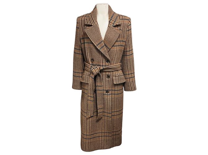 L'Agence Brown Plaid Kolina Long Coat