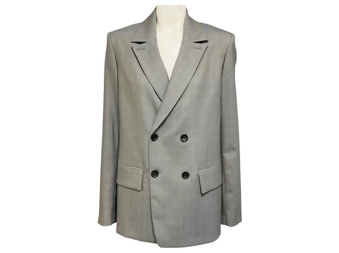 Tibi Grey Multi Grant Suiting Double Breasted Blazer