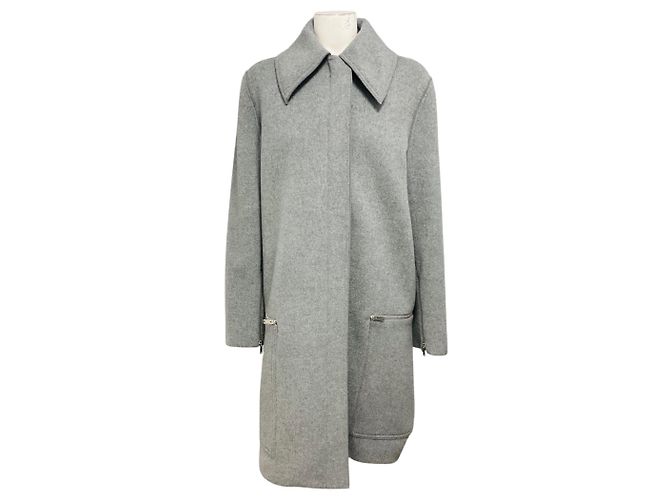 Stella Mc Cartney Stella McCartney Grey Zip Front Mid Length Wool Coat