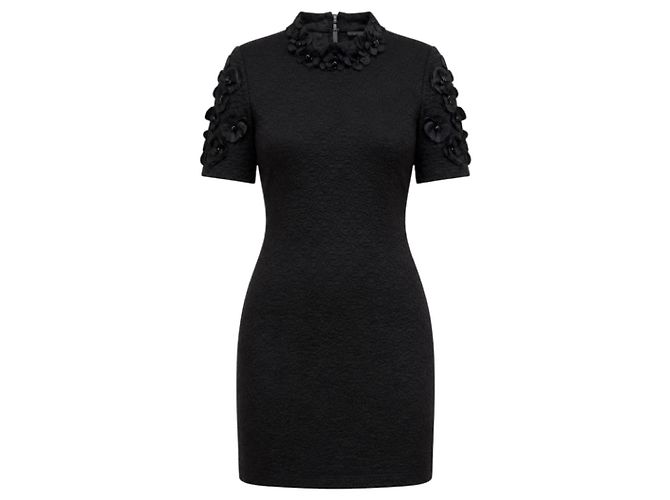 Fendi schwarzes Kurzarm-Cocktailkleid mit Plissee-Effekt