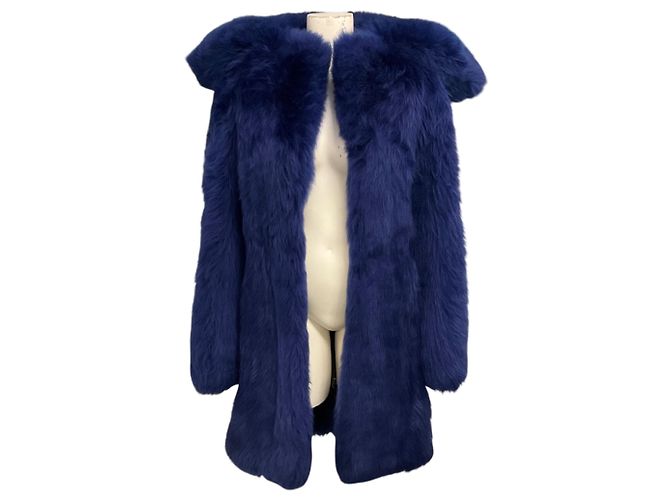 Lanvin Cobalt Blue Lamb Shearling Coat
