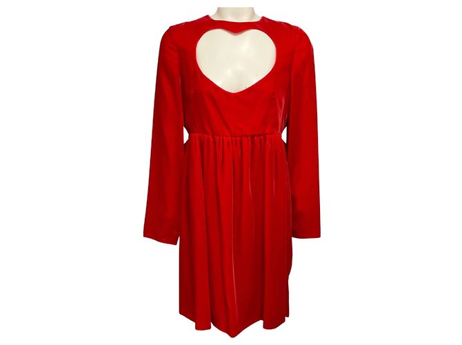 Chloé Chloe Red Crush Samtkleid mit Herz-Cut-Out-Detail Rot