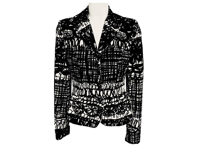 Moschino Cheap and Chic Samt-Blazer mit Muster in Schwarz / Weiß