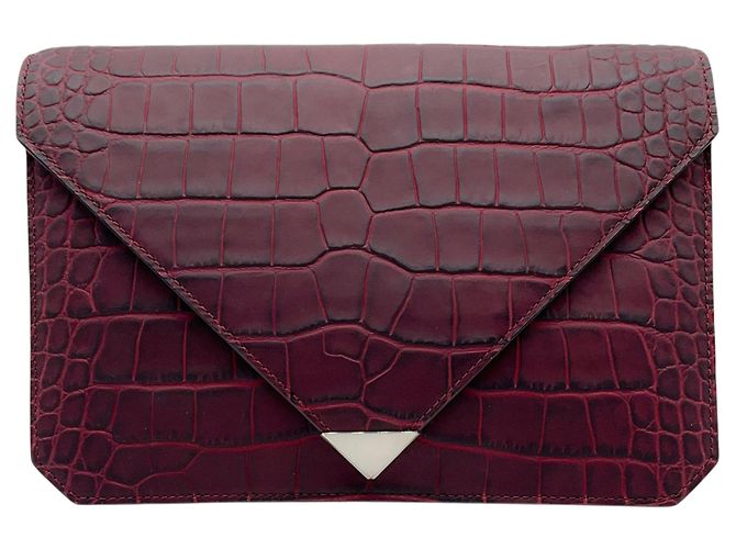 Clutch Prisma Envelope de piel grabada efecto cocodrilo borgoña Alexander Wang Roja
