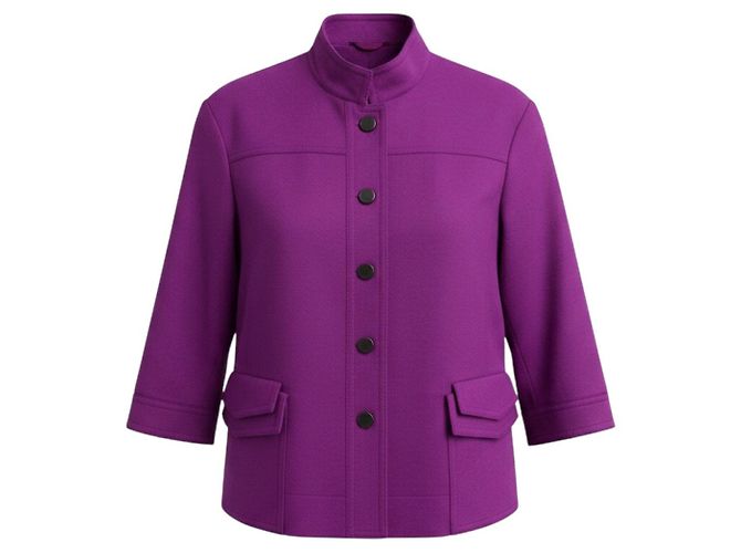 Akris Punto Magenta Button Front Wool and Angora Jacket Purple