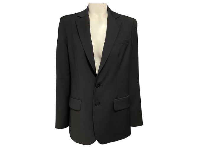 Tibi Black Tropical Wool Cutout Sleeve Marlon Blazer